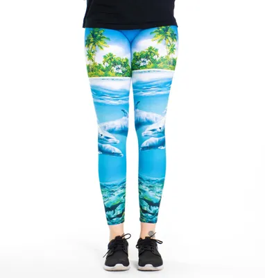 Produktbild von cosey - Bedruckte Tiermotiv-Leggins (Einheitsgröße) - Design Dolphin Coast