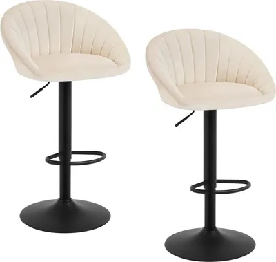 Produktbild von WOLTU Barhocker, höhenverstellbar drehbar, mit Rückenlehne, Samt Metall : Beige 2 Farbe: Beige Stückzahl: 2
