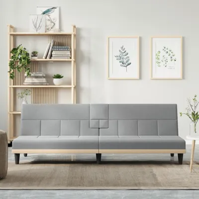 Immagine prodotto di The Living Store Divano letto con portabicchieri Tessuto grigio chiaro