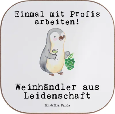 Produktbild von Mr. & Mrs. Panda Tischuntersetzer Weinhändler Leidenschaft - Weiß - Geschenk, Untersetzer Gläser, gläseruntersetzer, für, Coaster, Tassen