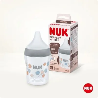 NUK Perfect Match Babyflasche 150 ml mit Silikonsauger, Cotton, ab Geburt