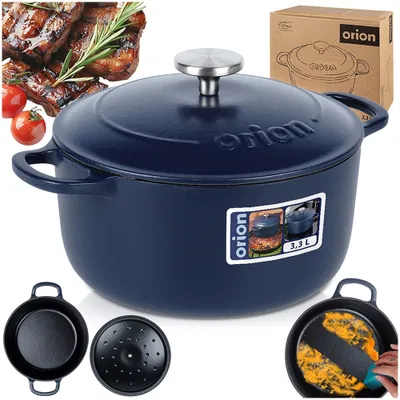 Image de Orion Marmite en fonte Marmite avec couvercle en fonte émaillée LITINA 22 cm 3,3 L