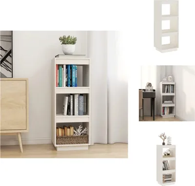 Obrázek produktu pro vidaXL Regál/rozdělovač pokojů bílý 40x35x103 cm z masivního borovicového dřeva - Regály a knihovny
