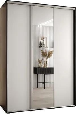 Produktbild von MEBLE KRYSPOL Davos 3 Schrank, drei Türen - 235,2x180x60 cm - Schwarz Weiß Silber