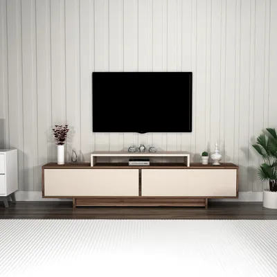 Immagine prodotto di Skye Decor, Grasyas - Noce chiaro, Beige, Mobile TV, Noce chiaro, 100% PANNELLI DI PARTICELLE RIVESTITI IN MELAMMINA, 180 x 29,6 x 50,2 cm