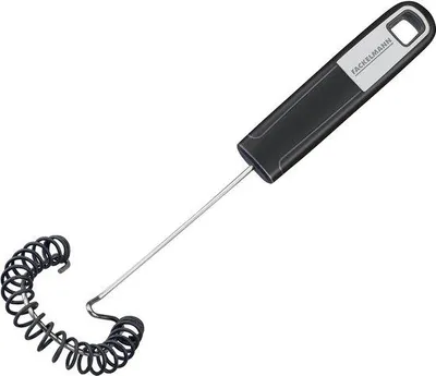 Produktbild von Fackelmann Spiralbesen 27 cm SENSE, praktischer Küchenhelfer mit Funktionsteil aus Edelstahl & Silikon, Schneebesen für beschichtete Pfannen & Töpfe (Farbe: Silber/Schwarz)