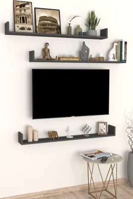 Produktbild von adambaba Wandregal Set 3-teilig schwebend 120 x 15 x 12 cm Anthrazit