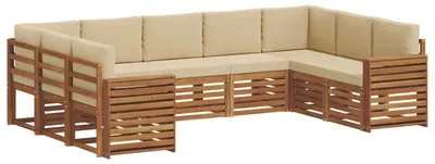 Zdjęcie produktu dla vidaXL Zestaw mebli ogrodowych, sofa i fotele, 9 sztuk, kolor naturalny i beżowy