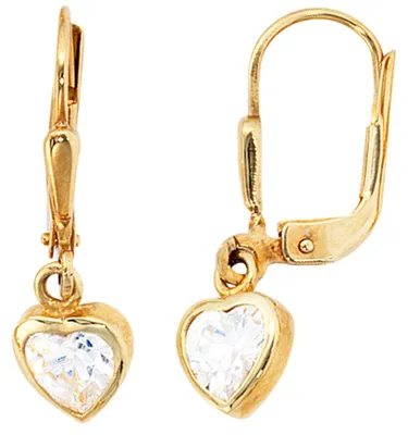 Produktbild von Ohrringe Ohrhänger Boutons Zirkonia Herz Herzen 333 Gold Gelbgold Damen