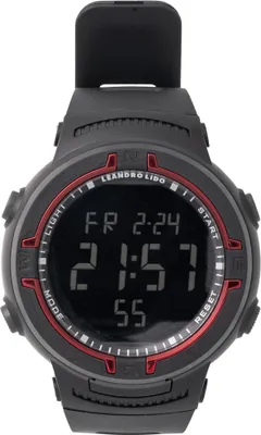 Produktbild von LEANDRO LIDO "Vernazza" Digitaluhr | 12-Bit-Display, Stoppuhr, Alarm, Beleuchtung, wasserdicht 3 ATM, TPU-Armband, schwarz/rot | LL-101