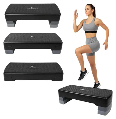 Produktbild von Aerobic Stepper Höhenverstellbar mit 3 Stufen Steppbrett Home Gym Fitness grau und schwarz