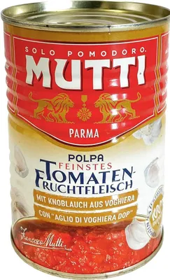 Produktbild von Mutti Tomaten Fruchtfleisch mit Knoblauch 400g