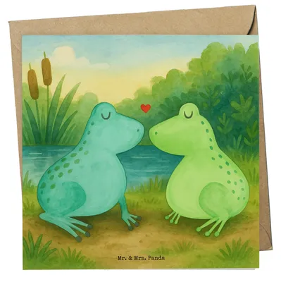 Produktbild von Mr. & Mrs. Panda Grußkarte Frosch Liebe Design - Weiß - Geschenk, Partner, Froschkönig, Hochzeitstag, Frösche, doppelkarte, Klappkarte, Glückwunschkarte, faltkarte