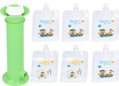 Produktbild von Obstpüree-Füller Set - 7-teilig, Grün, 100-200ml (Beuteldesign variiert) - Für Babybrei, Lebensmittelaufbewahrung & Unterwegs