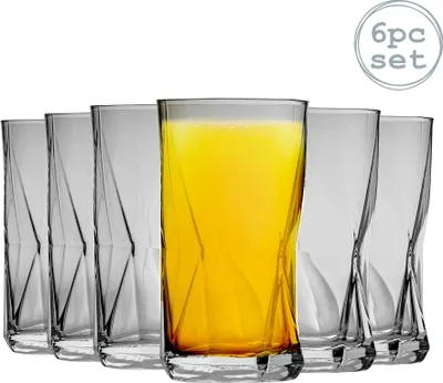 Produktbild von Bormioli Rocco Cassiopea Geometrischer Highball Cocktailgläser Set - 480ml - Packung mit 6