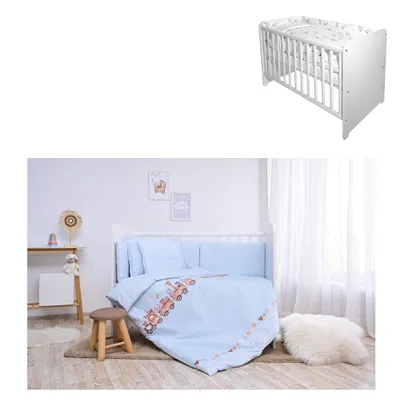 Produktbild von Lorelli Babybettwsche Set Smile 6-teilig Decke 140x95 Kissen 43x35 Bett 120x60 hellblau