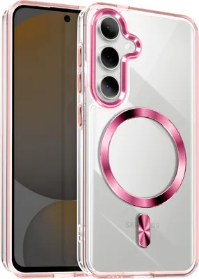 A clear product shot of a phone case with a magnetic ring and kickstand.