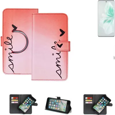Produktbild von K-S-Trade Schutzhülle Handyhülle kompatibel mit Vivo V30 Hülle cover bookstyle Etui ''smile'' rot Standfunktion Kameraschutz (1Stk)