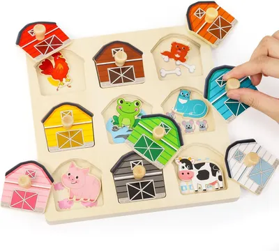 Immagine prodotto di Puzzle in legno per bambini dai 1 anno, colorato, con diverse forme, composto da 1 pezzo, gioco educativo per lo sviluppo