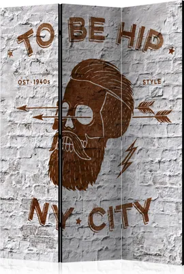 Zdjęcie produktu dla Parawan dwustronny Street art 135x172 cm 3-częściowy szary