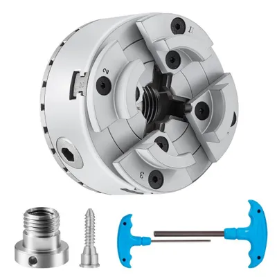 Produktbild von KP2-3/4 Drehbankfutter 4-Backen φ70mm - Spannfutter 45# 30–47mm - 1x8 TPI ≤0,3mm - Drehbank, Drechselfutter, Drehmaschinenfutter