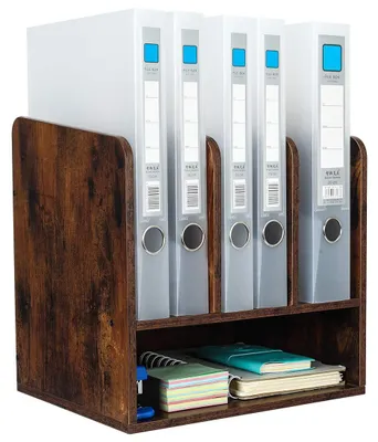 Immagine prodotto di Portadocumenti da scrivania in legno, formato A4, organizer marrone