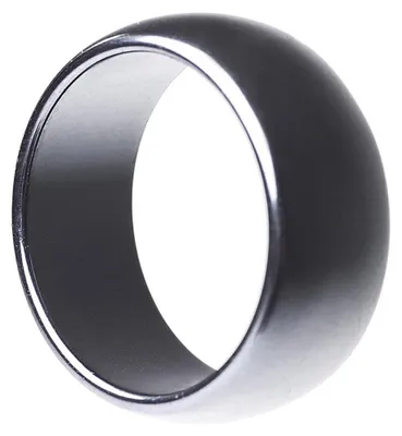 Produktbild von Breiter Ring aus echtem Hämatit glatt grau rund uni Steinring Fingerring, Ringgröße:Innenumfang 51mm Ø16.2mm