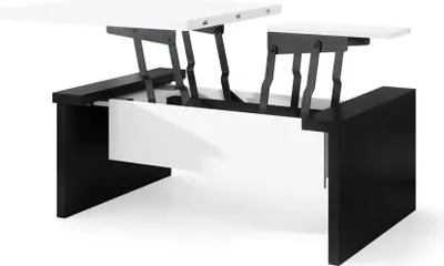 Produktbild von Esszimmertisch Grand , Esstisch , bis 180cm ausziehbar , höhenverstellbar , Küchentisch , Kitchen Table , 120x70cm , 05 , Weiß+Schwarz