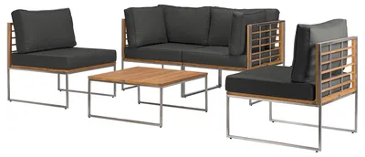 Produktbild von home24 Loungegruppe - 5-teilig - Webstoff / Teak Massiv