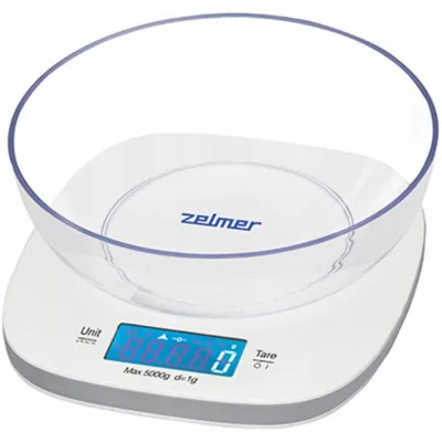 Obrázok produktu pre Kuchynská váha Zelmer ZKS1450, 5 kg, LCD displej, s miskou, funkcia tarovania, automatické vypnutie