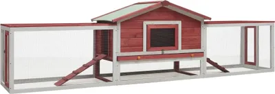 Obrázek produktu pro Králíkárna červená 310x70x87 cm masivní borové a jedlové dřevo