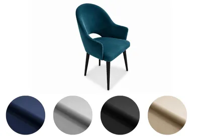 Produktbild von Ares Meble Esszimmerstuhl Marineblau mit Armlehne - Esstisch Stühle - Samt Stuhl Esszimmer - Dining Chair - Stühle Esszimmer - Armlehnstuhl