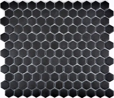 Produktbild von Mosaikfliese Keramik Hexagon schwarz unglasiert MOS11A-0304-R10