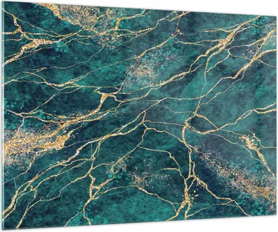 Produktbild von Bilder auf glas - Einteilig - Abstraktion Gold Türkis - 100x70cm - Glasbilder - Wandbilder - Bilder - zum Aufhängen bereit - Wanddekoration aus Glas - Glas Bilder - Wandbild auf Glas - GAA100x70-4564