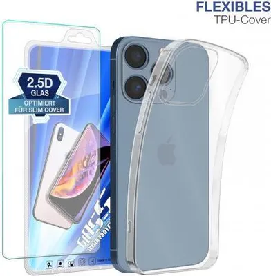 Produktbild von TPU-Hülle Transparent für Apple iPhone 15 Serie - Modellkompatibilität: Für Apple iPhone 15 Pro - Displayglas: Mit 9H Displayglas