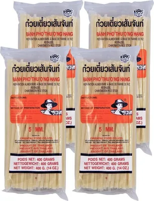 Produktbild von [ 4x 400g ] FARMER 5mm Reisnudeln, Straight, Banh Pho / Bandnudeln / Rice Noodle