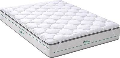 Productafbeelding van Matrasbeschermer 140x200 cm, wit, wasbaar tot 95°C, met 4 hoekelastieken, voor slaapkamer