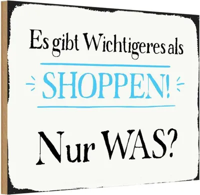 Produktbild von vianmo Holzschild 20x30 cm gibt wichtigeres als Shoppen was Spruch Zitat