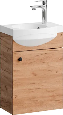 Produktbild von Planetmöbel Waschtischunterschrank Gold Eiche 40 cm mit Armatur Chrom