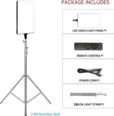 Image de Lampe vidéo LED, luminosité réglable, plusieurs hauteurs de trépied, trépied de 280 cm