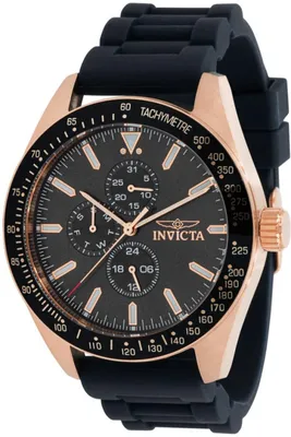 Zdjęcie produktu dla Invicta Aviator 38407 Zegarek Męski - Mechanizm Kwarcowy - Stal Nierdzewna z Czarną Tarcza - 45 mm