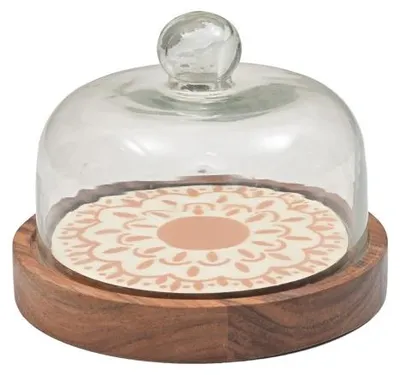 Immagine prodotto di Only Natural – Vassoio in legno con cupola in vetro, taglia S, multicolore, 18 × 18 × 12 cm