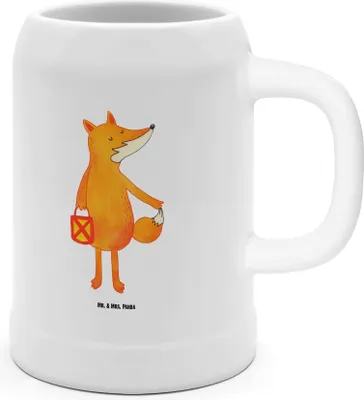 Produktbild von Mr. & Mrs. Panda Krug Fuchs Laterne - Weiß - Geschenk, Steinkrug, Bier Humpen, Sankt Martin, Seidel, Selbstbewusst, Tonkrug, Aufmuntern