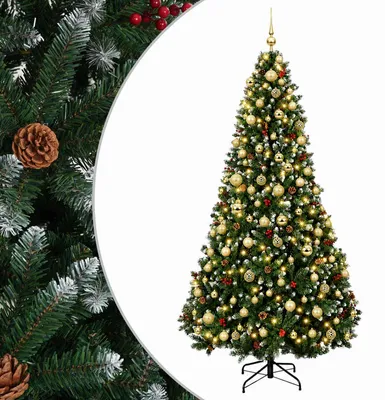 Produktbild von vidaXL Künstlicher Weihnachtsbaum Grün mit Kugeln 240 cm 300 LEDs