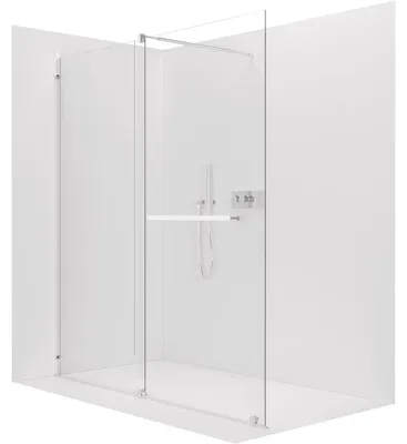 Obrázok produktu pre Sprchová zástená Walk-in Medin L/P - 8 mm - chróm, priehľadné sklo - 130x195 cm - dvojdielna, posuvná
