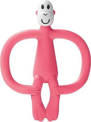 Produktbild von Matchstick Monkey Beißring Affe - Baby Zahnungshilfe - weiche Noppen massieren wundes Zahnfleisch - Silikon - BPA-frei - Greifling für Zahnen ab 3 Monaten - rosa