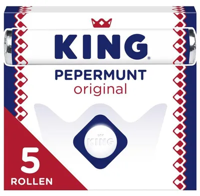 Obrázok produktu pre King Pepermunt Original Rolls 220 g – Čerstvé mätové cukríky, praktické a trvanlivé