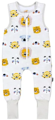 Produktbild von TupTam Baby Ganzjahresschlafsack mit Füßen - 2,5 TOG -  - Unisex, Farbe: Tierköpfe Orange umstülpbarer Fuß, Größe: 80-86