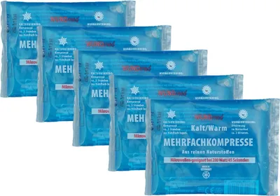 Produktbild von 5er Set Mehrfach-Kompressen Kalt Warm Mehrweg, Klein, Wiederverwendbar, Rot, 130x85mm