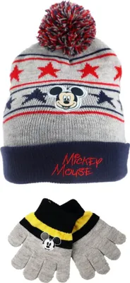 Produktbild von Disney Mickey Maus 2tlg Set Kinder Herbst Wintermütze plus Handschuhe – 52 / Grau